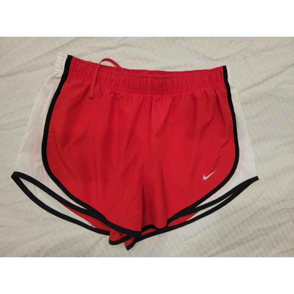 Nike Women's Tempo Running Shorts Red‎ White Black Dri-FIT Athletic Size Medium